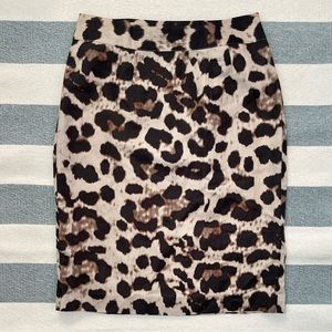 Banana Republic Leopard Print Skirt - Knee Length, Linen Blend, Sz 2